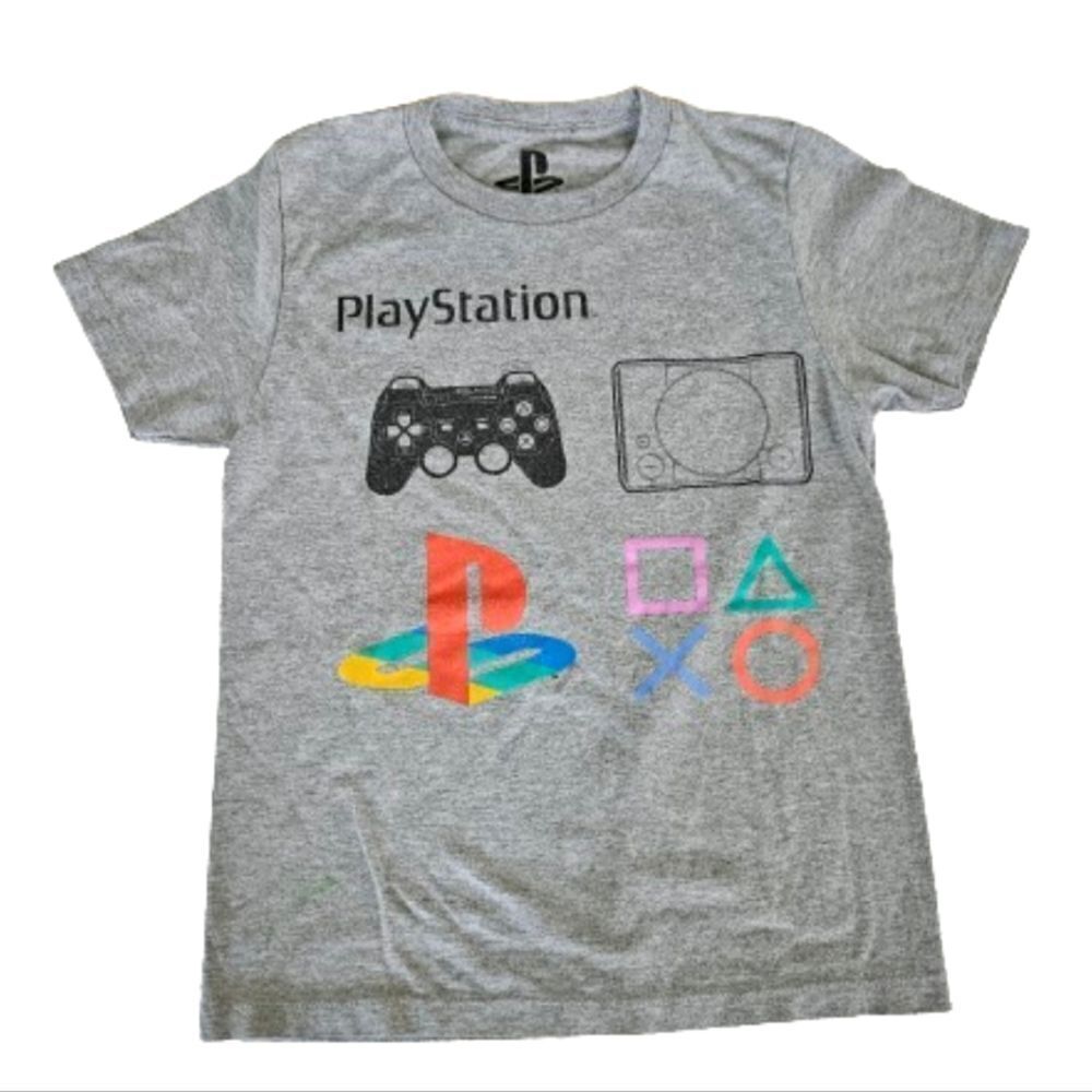 Sony PlayStation Boys Logo Console Grey Graphic Short Sleeve T-Shirt Top M